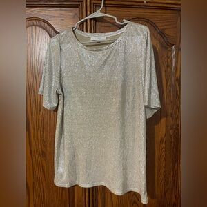 LOFT Shimmering Gold Short Sleeve Top